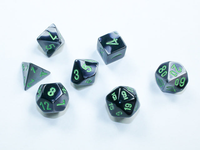 Chessex Dice Gemini Black-Grey/green Mini-Polyhedral 7-Die Set