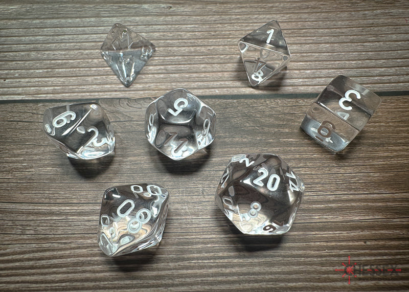 Chessex Dice Translucent Clear/white Polyhedral 7-Die Set