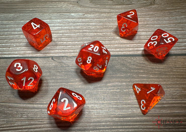Chessex Dice Translucent Orange/white Polyhedral 7-Die Set