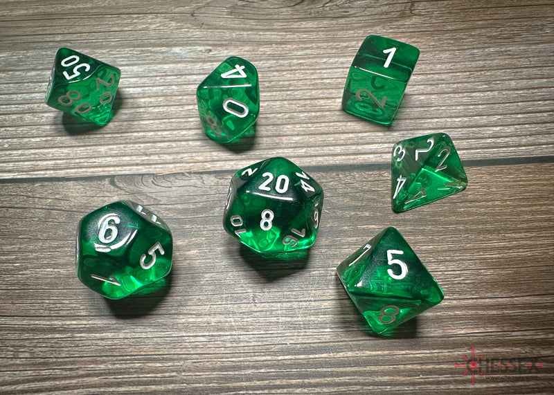 Chessex Dice Translucent Green/white Polyhedral 7-Die Set