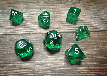 Chessex Dice Translucent Green/white Polyhedral 7-Die Set
