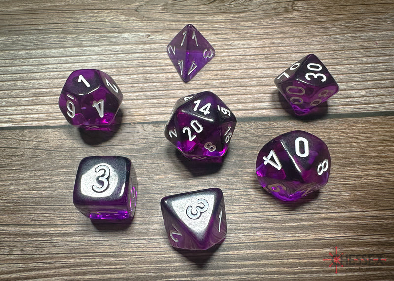 Chessex Dice Translucent Purple/white Polyhedral 7-Die Set