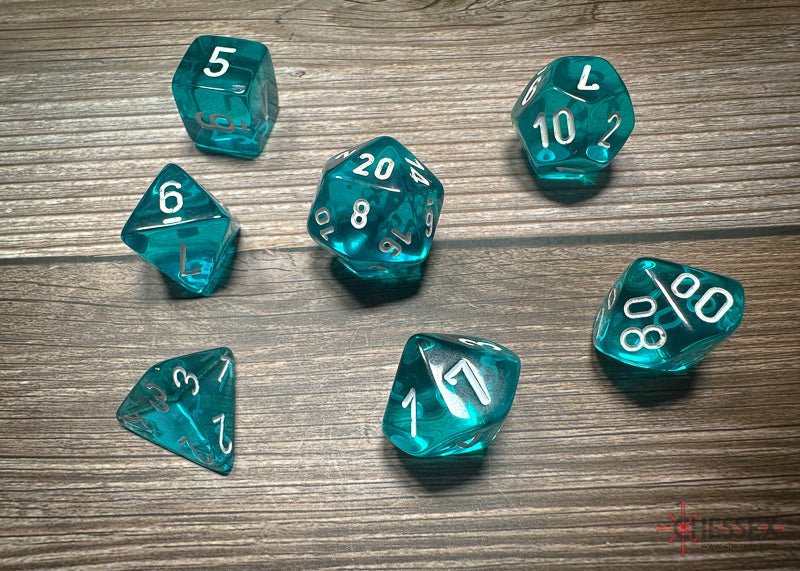 Chessex Dice Translucent Teal/white Polyhedral 7-Die Set