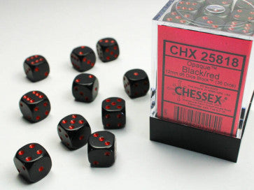 Chessex 12mm D6 Dice Block Opaque Black/Red