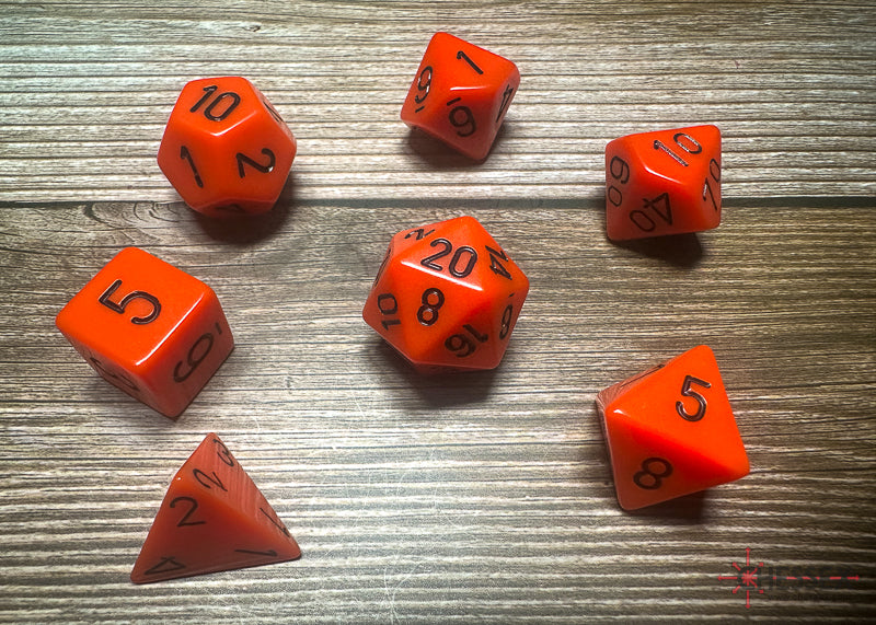 Chessex Dice Opaque Orange/black Polyhedral 7-Die Set