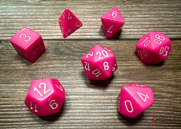 Chessex Dice Opaque Pink/white Polyhedral 7-Die Set
