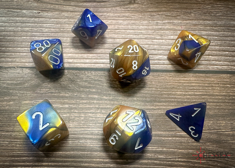 Chessex Dice Gemini Blue-Gold/white Polyhedral 7-Die Set