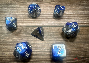 Chessex Dice Gemini Blue-Steel/white Polyhedral 7-Die Set