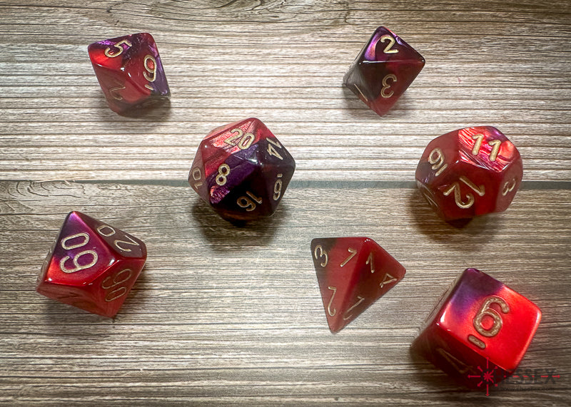 Chessex Dice Gemini Purple-Red/gold Polyhedral 7-Die Set