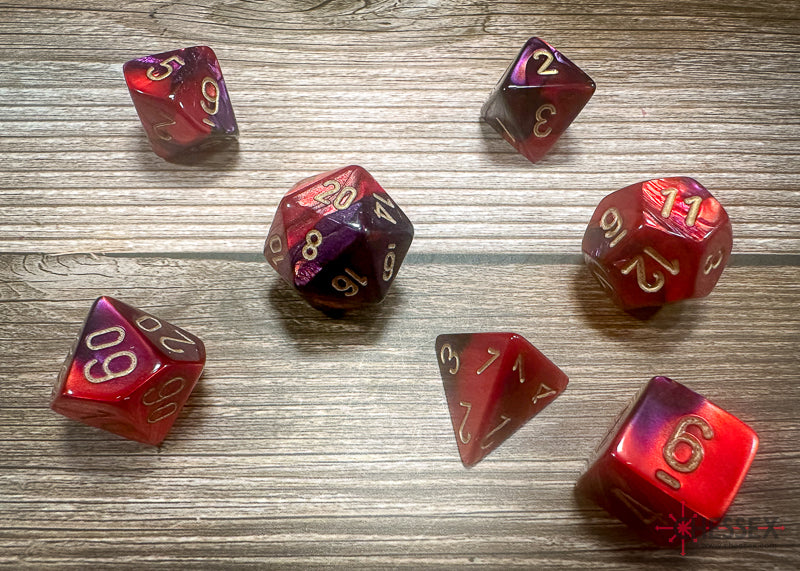Chessex Dice Gemini Purple-Red/gold Polyhedral 7-Die Set