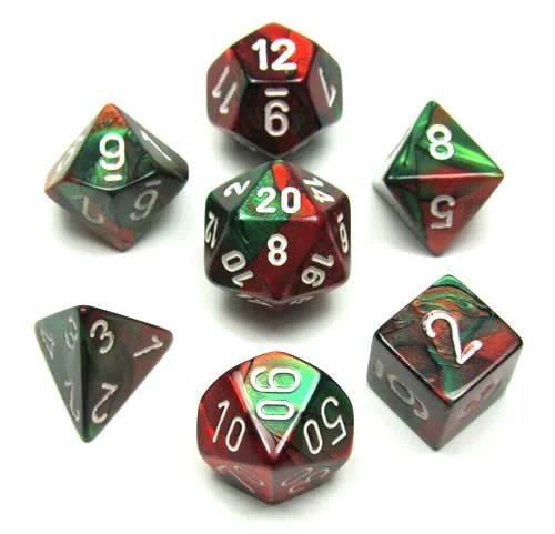 Chessex Dice Gemini Green-Red/White Polyhedral 7-Die Set