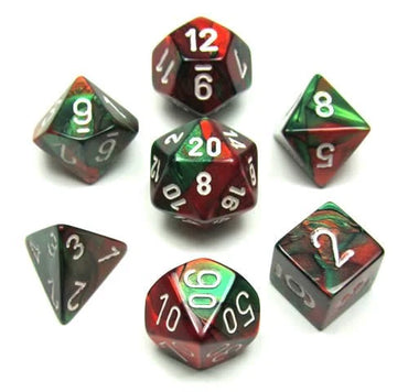 Chessex Dice Gemini Green-Red/White Polyhedral 7-Die Set