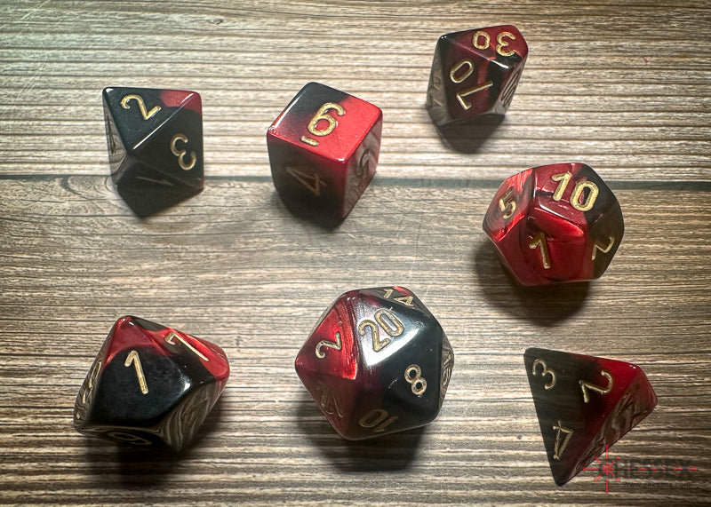 Chessex Dice Gemini Black-Red/gold Polyhedral 7-Die Set