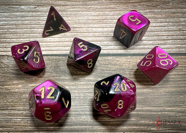 Chessex Dice Gemini Black-Purple/gold Polyhedral 7-Die Set