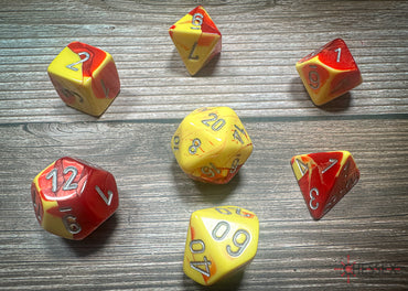 Chessex Dice Gemini Red-Yellow/silver Polyhedral 7-Die Set