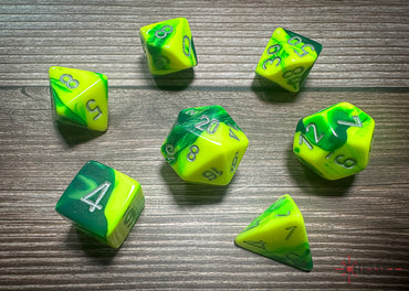 Chessex Dice Gemini Green-Yellow/silver Polyhedral 7-Die Set