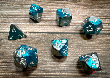 Chessex Dice Gemini Steel-Teal/white Polyhedral 7-Die Set