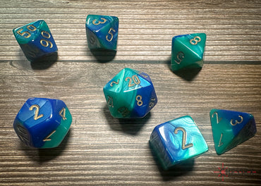 Chessex Dice Gemini Blue-Teal/gold Polyhedral 7-Die Set