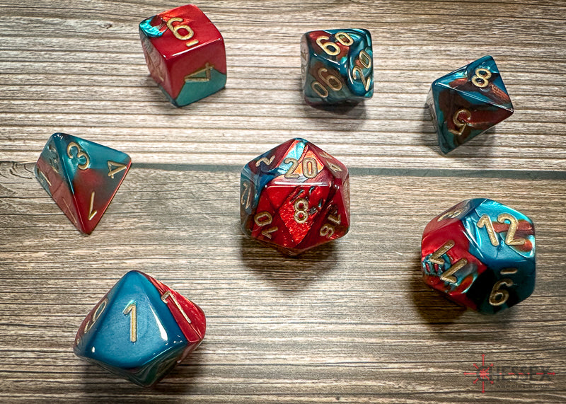 Chessex Dice Gemini Red-Teal/gold Polyhedral 7-Die Set