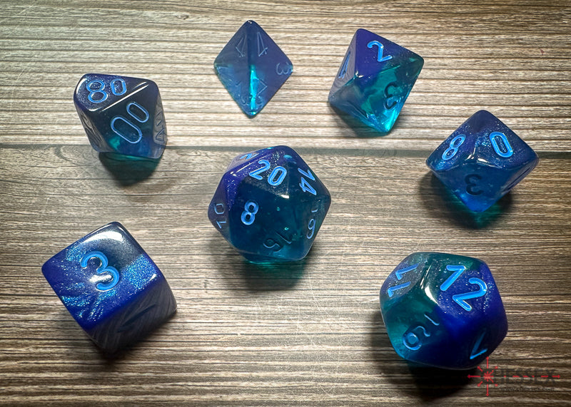 Chessex Dice Gemini Blue-Blue/light blue Luminary Polyhedral 7-Die Set