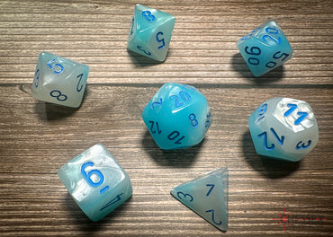 Chessex Dice Gemini Pearl Turquoise-White/blue Luminary Polyhedral 7-Die Set
