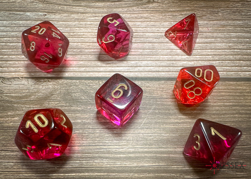 Chessex Dice Gemini Translucent Red-Violet/gold Polyhedral 7-Die Set