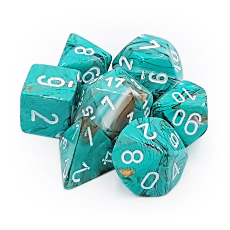 Chessex Dice Marble Oxi-Copper/white Polyhedral 7-Die Set