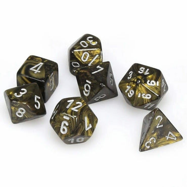 Chessex Dice Leaf Black Gold/silver Polyhedral 7-Die Set