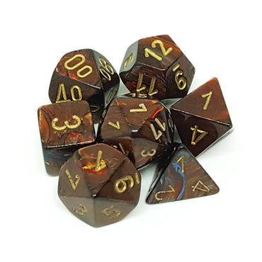 Chessex Dice Scarab Blue Blood/gold Polyhedral 7-Die Set