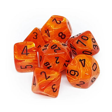 Chessex Dice Vortex Orange/black Polyhedral 7-Die Set