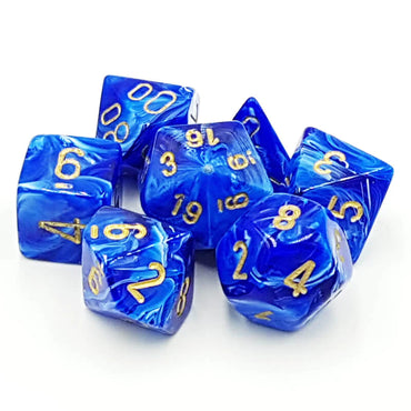 Chessex Dice Vortex Blue/gold Polyhedral 7-Die Set