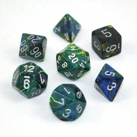 Chessex Dice Festive Green/silver Polyhedral 7-Die Set