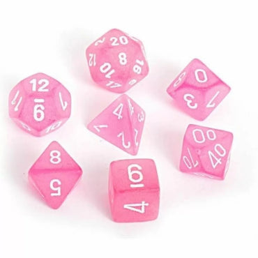Chessex Dice Frosted Pink/white Polyhedral 7-Die Set