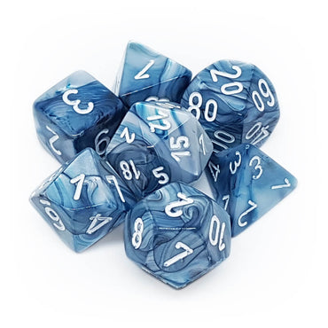 Chessex Dice Lustrous Slate/white Polyhedral 7-Die Set