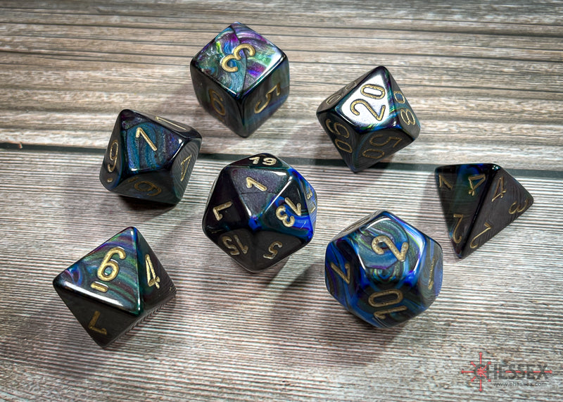 Chessex Dice Lustrous Shadow/gold Polyhedral 7-Die Set