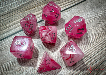 Chessex Dice Ghostly Glow Pink/silver Polyhedral 7-Die Set