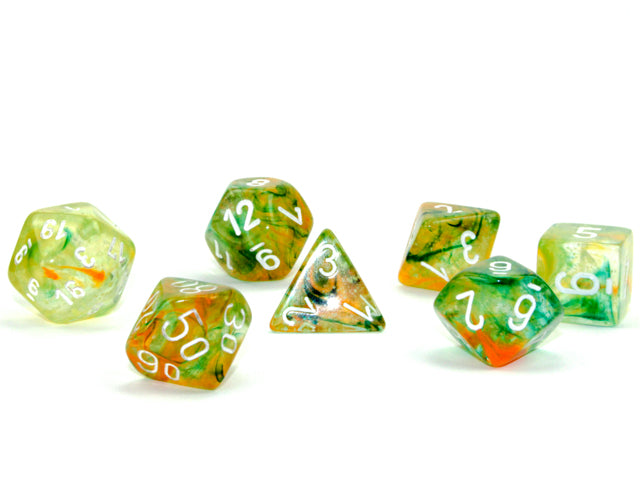 Chessex Dice Nebula Spring/white Luminary Polyhedral 7-Die Set