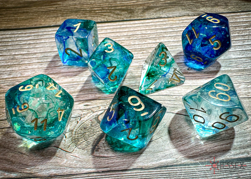 Chessex Dice Nebula Oceanic/gold Luminary Polyhedral 7-Die Set
