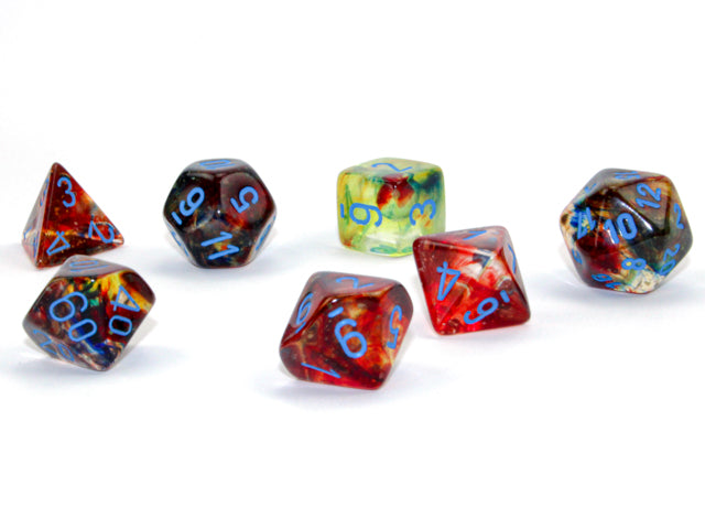 Chessex Dice Nebula Primary/blue Luminary Polyhedral 7-Die Set