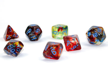 Chessex Dice Nebula Primary/blue Luminary Polyhedral 7-Die Set