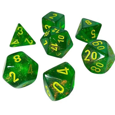 Chessex Dice Borealis Maple Green/yellow Polyhedral 7-Die Set
