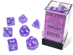 Chessex Dice Borealis Purple/white Luminary Polyhedral 7-Die Set