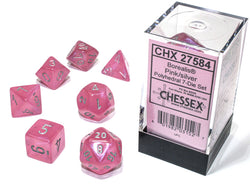 Chessex Dice Borealis Pink/silver Luminary Polyhedral 7-Die Set