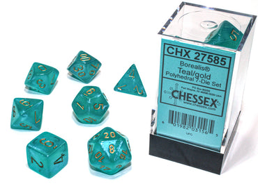 Chessex Dice Borealis Teal/gold Luminary Polyhedral 7-Die Set
