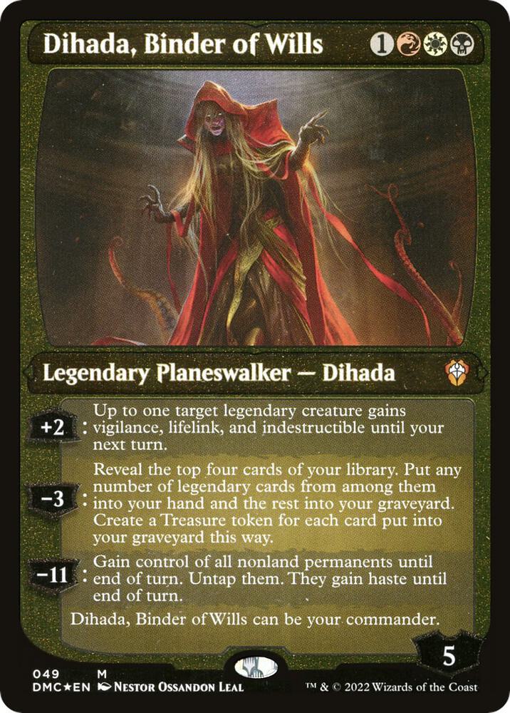 Dihada, Binder of Wills (Display Commander) 49 (Commander: Dominaria United)  - Thick Stock Etched Foil