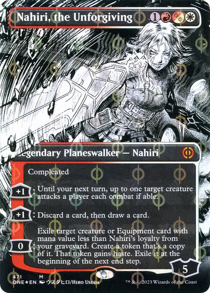 Nahiri the Unforgiving Borderless Step and Compleat Foil (Phyrexia: All Will Be One)  - Foil