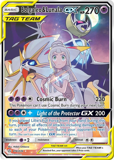 Solgaleo and Lunala GX Full Art 216/236 (SM - Cosmic Eclipse)  - Holofoil