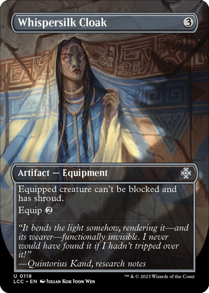 Whispersilk Cloak Borderless (Commander: The Lost Caverns of Ixalan)  - Foil