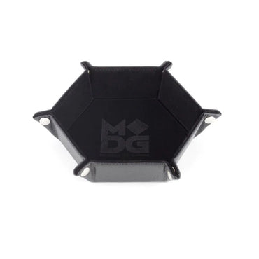 MDG Fold Up Velvet Dice Tray Hexagon: Black