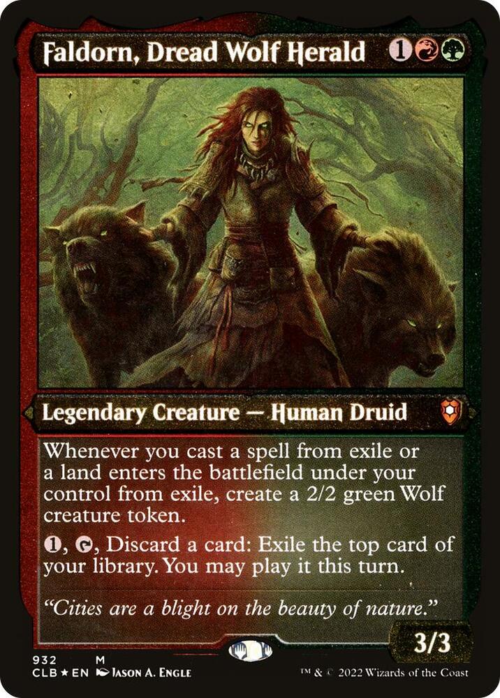 Faldorn, Dread Wolf Herald (Display Commander) 932 (Commander Legends: Battle for Baldur's Gate)  - Thick Stock Etched Foil